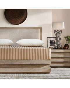 Cearceaf cu elastic din Satin 200x200 cm, alb, model cu dungi